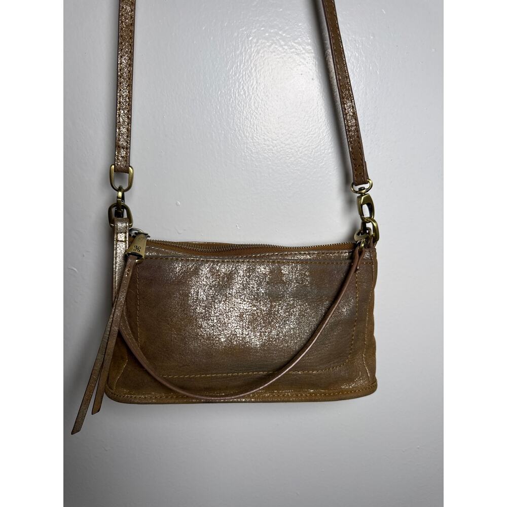 HOBO International Gold Metallic Leather Convertible Crossbody Bag - Picture 3 of 9